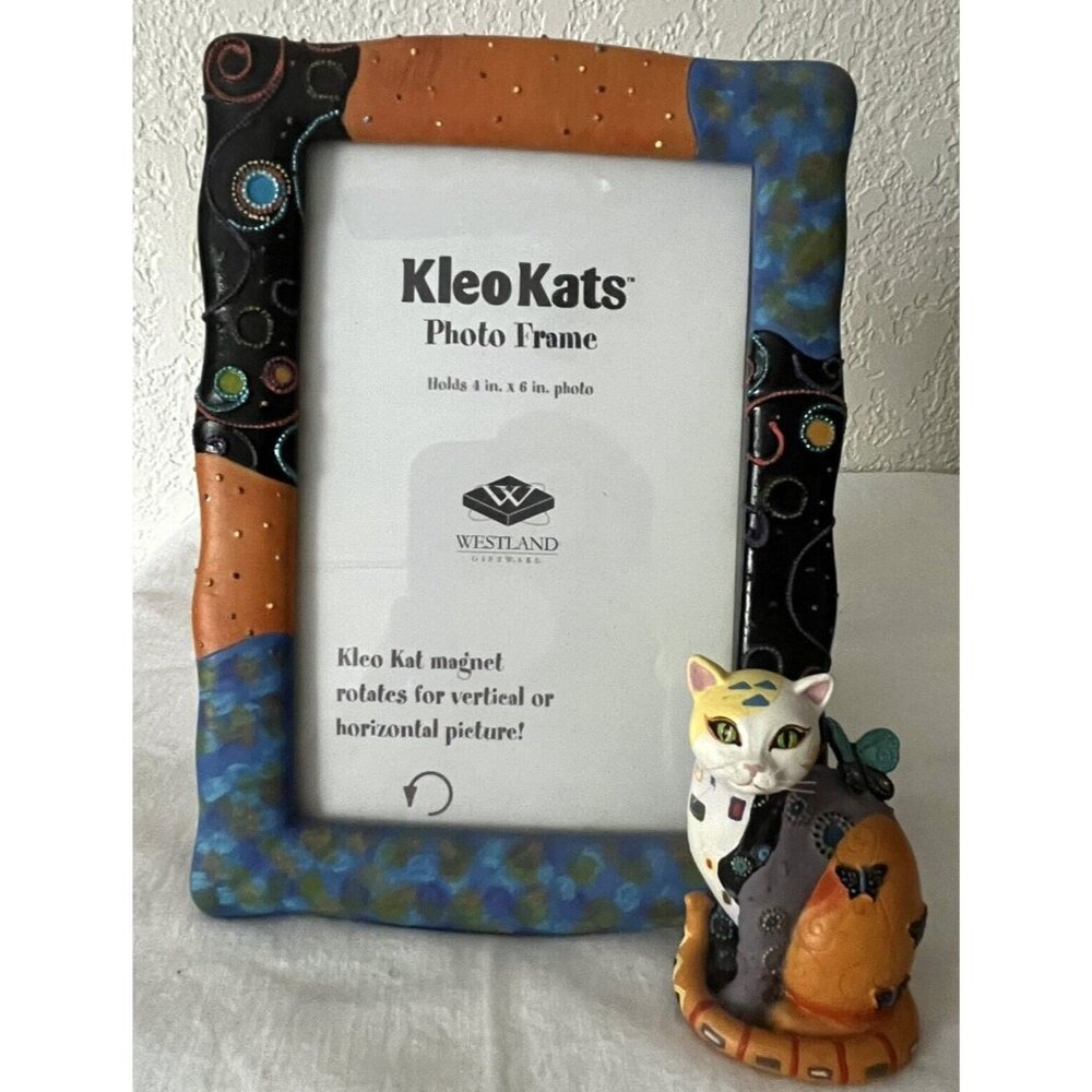 Westland Kleo Kats FLUTTER CAT Magnetic Photo Frame Retired 4" x 6" Design